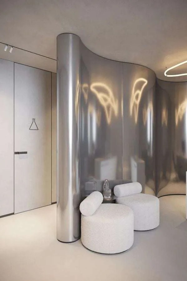 5 typical curve metal wall decoration idea in Commercial Space design
