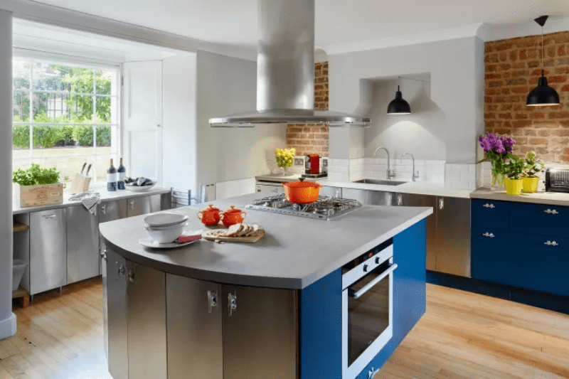 How to integrate stainless steel into cabinet design?