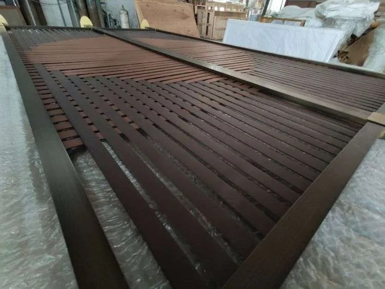21.Antique Cooper Stainless Steel Frame and Woven Leather
