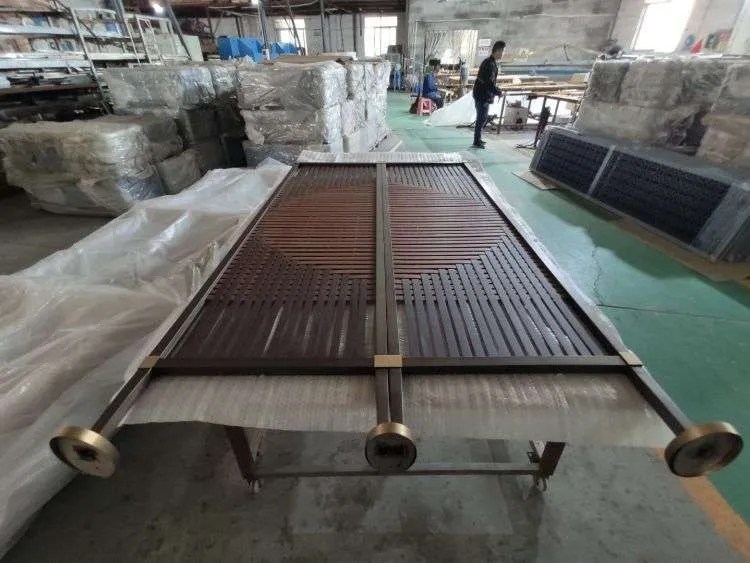 22.Antique Cooper Stainless Steel Frame and Woven Leather