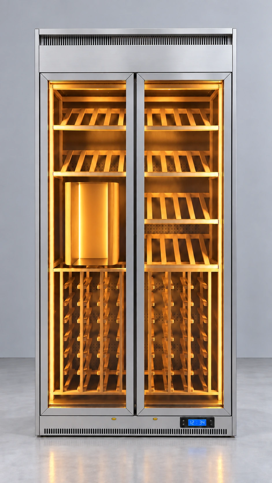 Silver-toned double doors