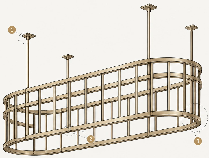 Complete hanging-rack fabrication illustration