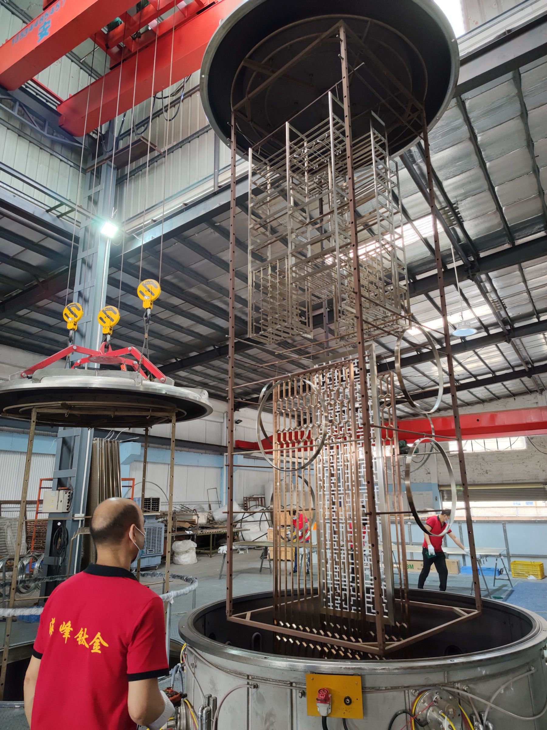 Circular PVD vacuum coating furnace at LMC Metal factory