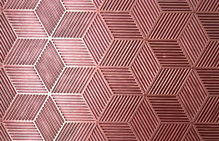 Stainless steel geometric etched-pattern sample