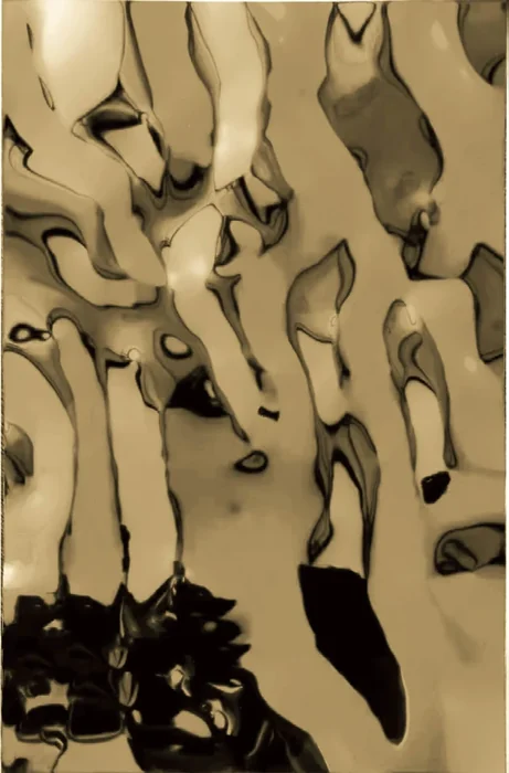Gold large-water-ripple stainless steel sample