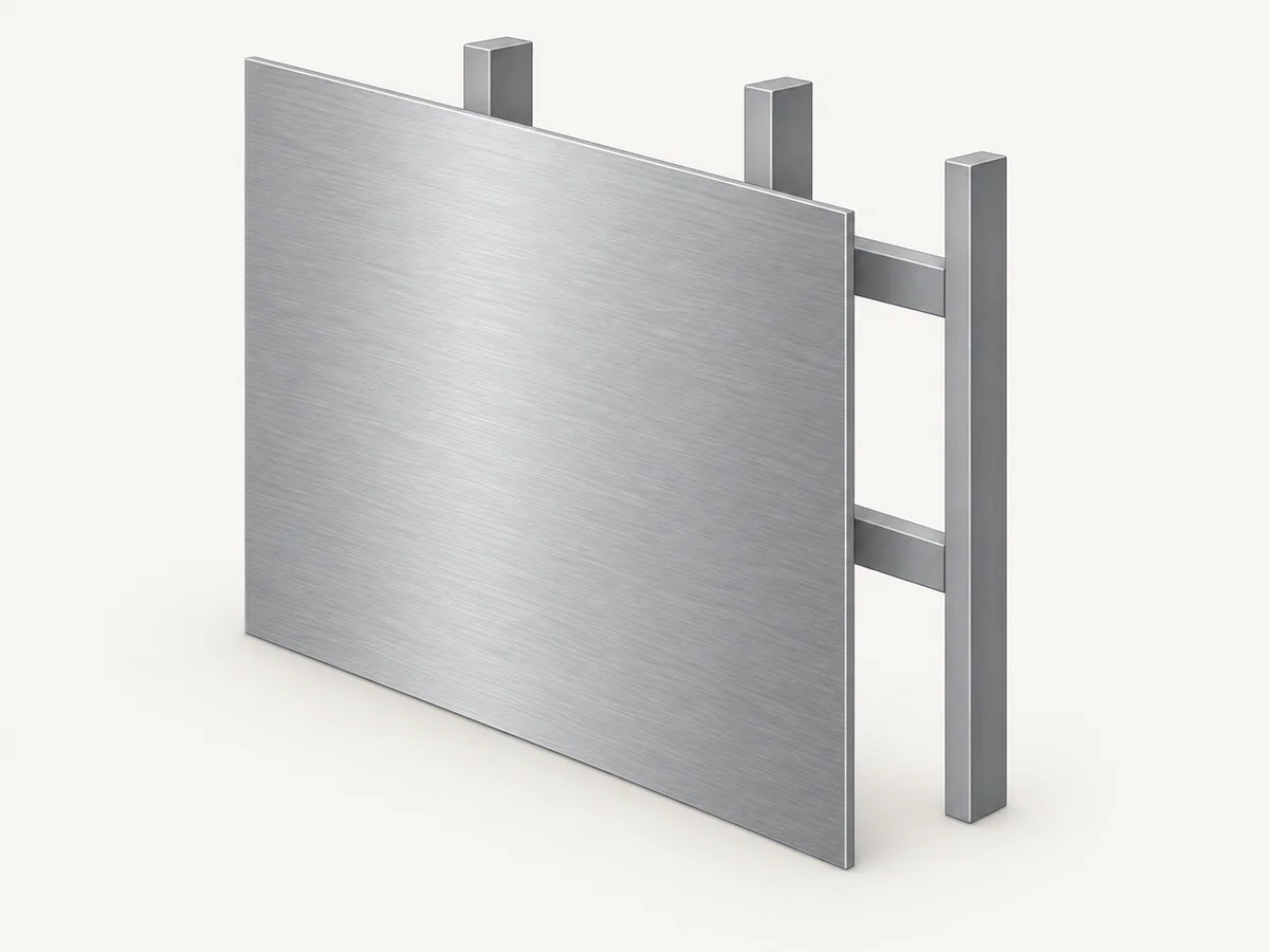 Concept of a solid metal cladding panel and its backing support