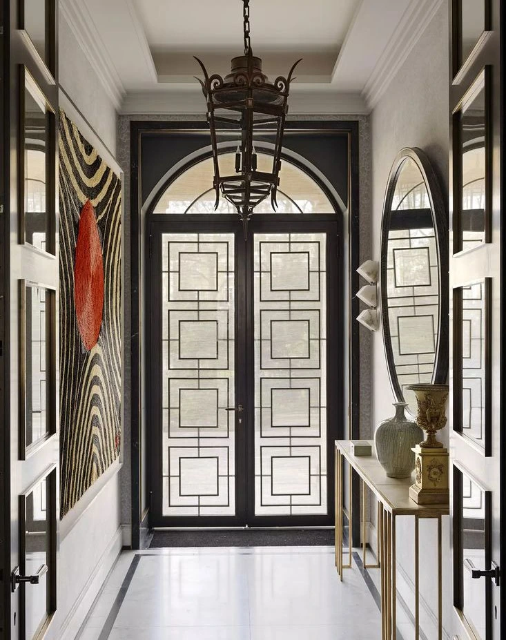 Dark framing & decorative glass