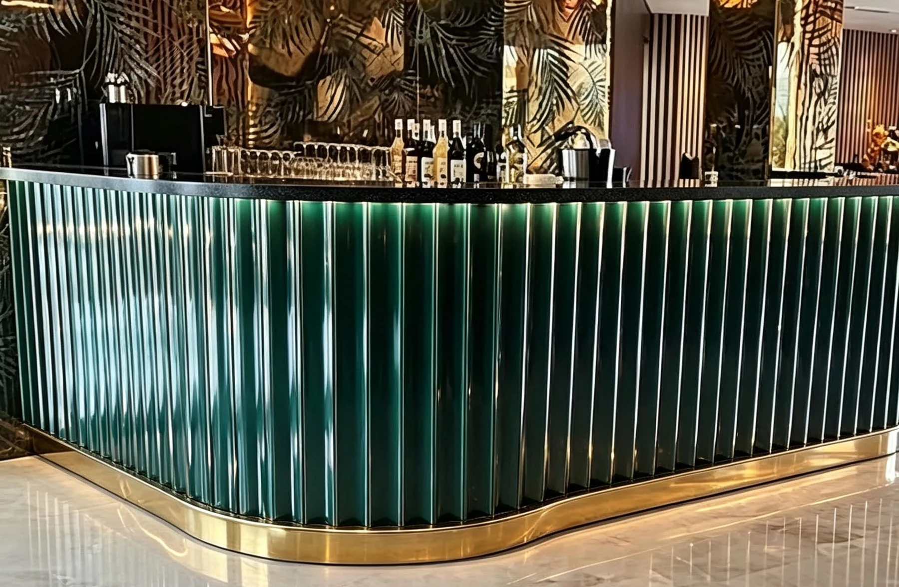 Green vertical detailing and rounded corners