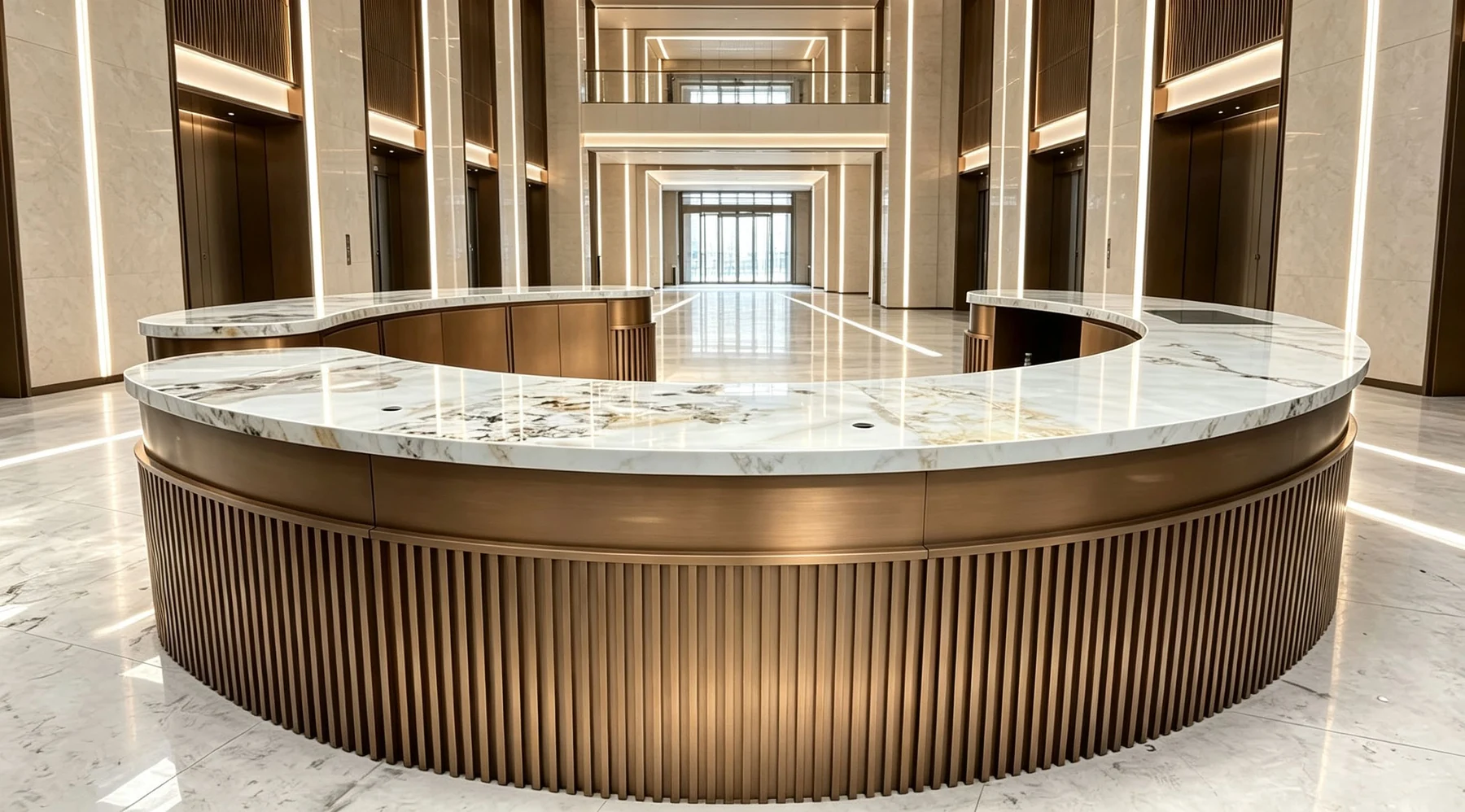 Circular countertop with vertical detailing