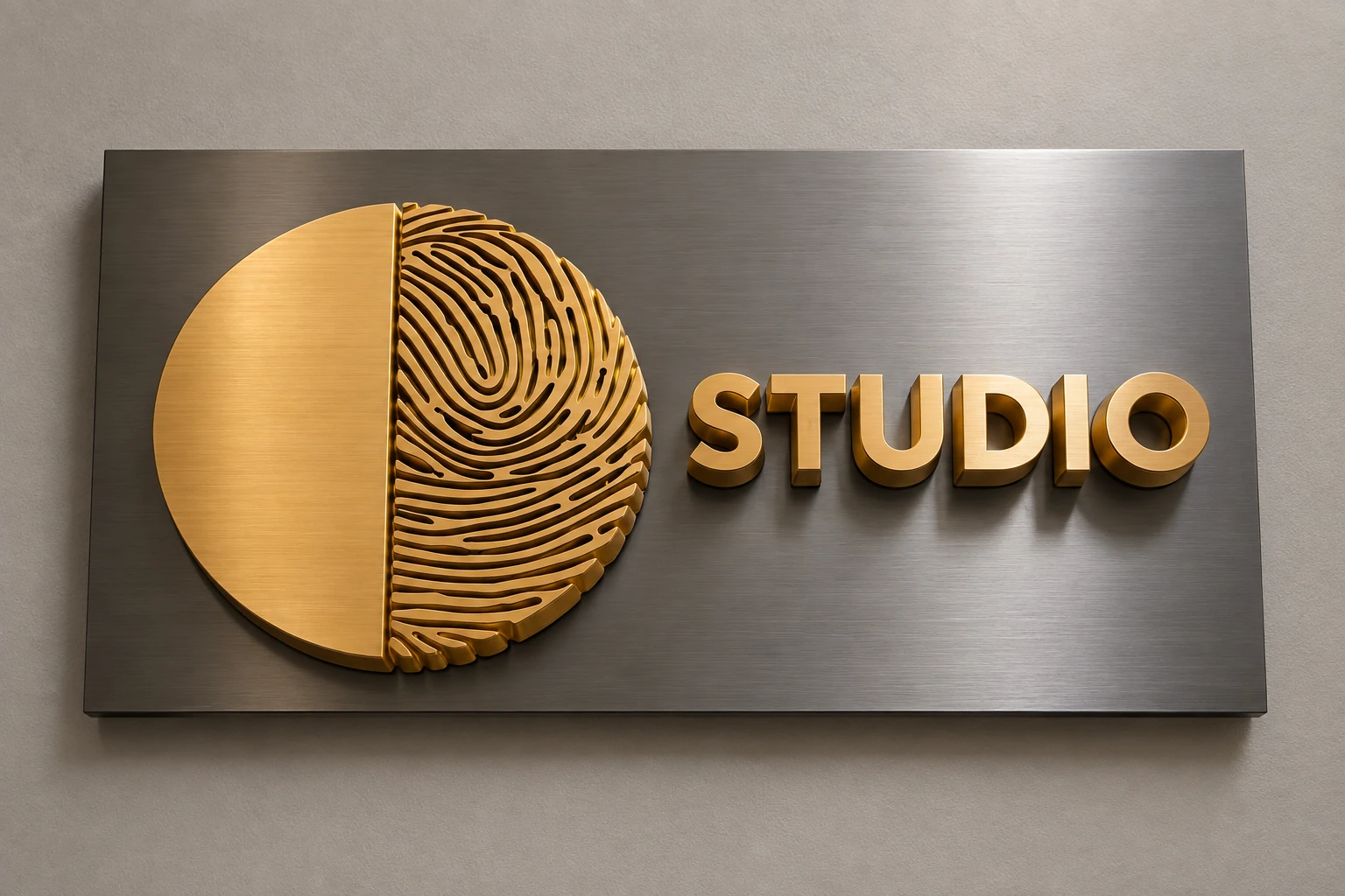 STUDIO dimensional graphic, metal letters and backing panel