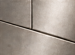 Metallic coating wall-panel design illustration showing surface character and panel joints