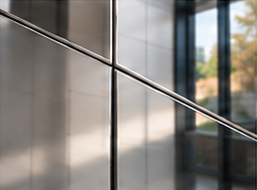 Mirror polished wall-panel design illustration showing surface character and panel joints