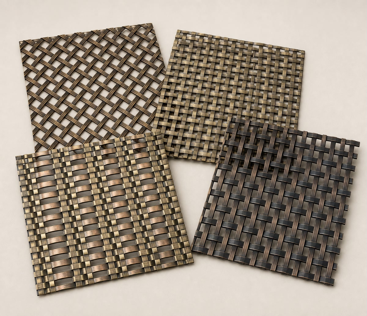 Architectural woven metal mesh samples